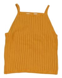 Oranžový žebrovaný úpletový crop top H&M