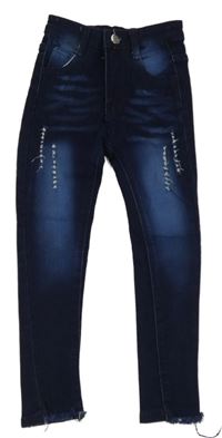 Tmavomodré skinny rifle s prošoupáním