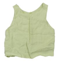 Světlezelený lněný halenkový crop top ZARA