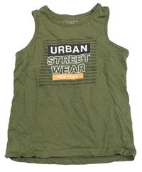 Khaki tílko s nápisy Primark