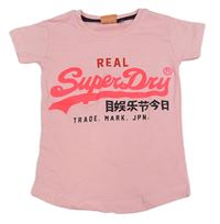 Růžové tričko s nápisem Superdry
