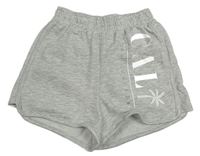 Šedé melírované teplákové kraťasy s nápisem a palmou H&M