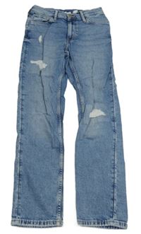 Modré slim fit rifle s prošoupáním H&M