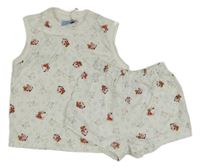 2set - Bílé tílko s Mickeym a soby + bavlněné kraťasy Disney