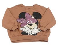 Skořicová mikina s Minnie s flitry Zara
