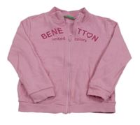 Růžová propínací mikina s nápisem Benetton