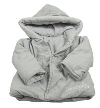 Světlešedá šusťáková zateplená bunda s nášivkou a kapucí Orchestra