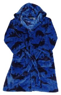 Modrý plyšový župan s dinosaury a kapucí John Lewis