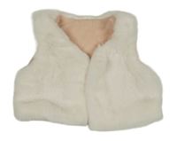 Smetanová kožešinová podšitá vesta