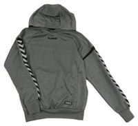 Tmavošedá melírovaná sportovní mikina s kapucí Hummel