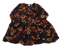 Černo-vínovo-hnědé vzorované manšestrové šaty Next