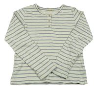 Béžovo-modré pruhované triko s knoflíky