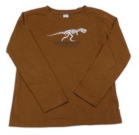 Hnědé triko s kostrou dinosaura Dopodopo