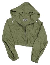 Khaki plátěná crop bunda s kapucí New Look