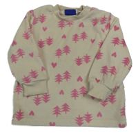 Béžová plyšová mikina se stromky a srdíčky H&M