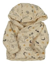 Béžová zateplená propínací mikina se Simbou a kapucí Primark