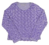 Levandulový chlupatý crop svetr