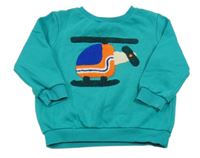 Modrozelená mikina s vrtulníkem Tu