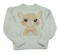 Světlešedý chlupatý svetr s kočkou C&A