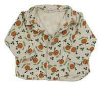 Béžový melírovaný propínací kabátek s dýněmi