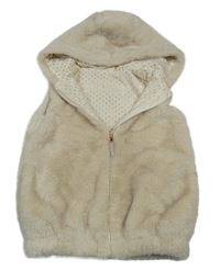 Béžová kožešinová podšitá vesta s kapucí Nutmeg