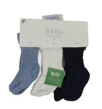 Nové - 3x vzorované ponožky - modré + bílé + tmavomodré Matalan