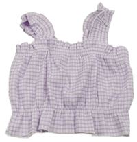 Lila-bílý kostkovaný crop top Zara