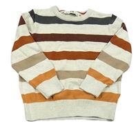 Světlešedo-barevný pruhovaný svetr C&A