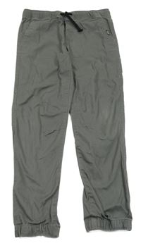 Tmavošedé plátěné jogger cuff kalhoty H&M