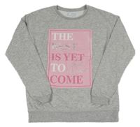 Šedá melírovaná mikina s potiskem s nápisem Primark