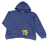 Modrofialovo-černá pruhovaná propínací mikina s číslem a kapucí CFL