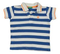 Bílo-modré pruhované polo tričko Benetton