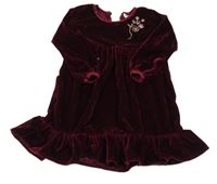 Vínové sametové šaty s výšivkami