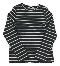 Antracitovo-bílé pruhované žebrované triko M&S