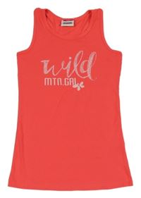 Neonově korálový sportovní top s nápisem Yigga