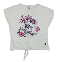 Bílé tričko s palmami a dívkou Trigema
