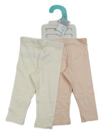 Nové - 2x legíny - smetanové + světlerůžové Primark