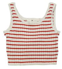 Bílo-červený pruhovaný žebrovaný pletený crop top H&M