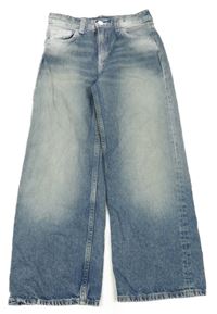 Modré loose fit wide leg rifle H&M