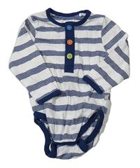 Bílo-tmavomodré pruhované body s knoflíky Liegelind