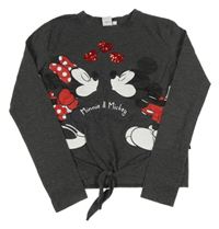 Tmavošedé melírované triko s Minnie a Mickeym Disney