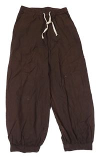 Tmavohnědé lehké jogger cuff kalhoty