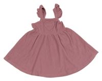 Starorůžové žebrované šaty se srdcem a volánky Tu