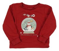 Červená mikina s tučňákem 