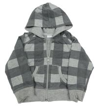 Šedá kostkovaná propínací mikina s kapucí New Look