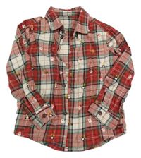 Červeno-smetanová kostkovaná košile s vánočními obrázky George