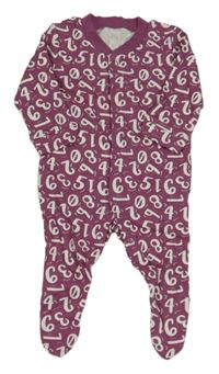 Vínovo-bílý overal s číslicemi