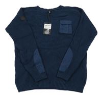 Nové - tmavomodrý svetr s kapsou Firetrap