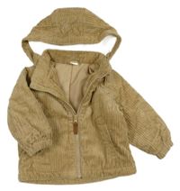 Hnědá manšestrová zateplená bunda s kapucí H&M