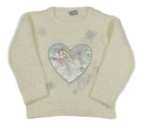 Smetanový chlupatý svetr s Elsou Disney